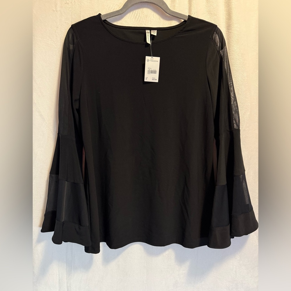 Versona Black Lace Flare Sleeve Top
